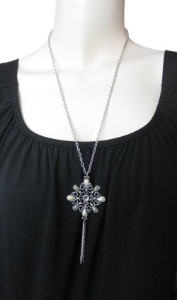 画像6: 【送料込】【4色展開】ラインストーン エスニックフラワーモチーフロングペンダント タッセルタイプ（ロングネックレス アジアンテイスト）