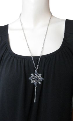 画像5: 【送料込】【4色展開】ラインストーン エスニックフラワーモチーフロングペンダント タッセルタイプ（ロングネックレス アジアンテイスト）