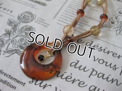 画像5: 【送料無料】【レザーネックレス】◆flower storm◆べっ甲調リングチャーム＆クリスタルビーズ革紐ロングネックレス（アクセサリー/レディース）