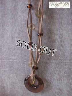 画像3: 【送料無料】【レザーネックレス】◆flower storm◆べっ甲調リングチャーム＆クリスタルビーズ革紐ロングネックレス（アクセサリー/レディース）