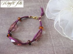 画像4: 【送料無料】【レザーブレスレット】◆flower storm◆クリアビーズと革紐のブレスレット 2色（アクセサリー レディース）