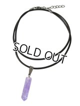 【送料無料】【レザーネックレス】◆flower storm◆天然石ライトカラーアメジスト本牛革ネックレス 六角柱（革紐ペンダント メンズ/レディース））