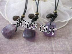 画像6: 【送料無料】【レザーネックレス】◆flower storm◆天然石大粒アメジスト＆スモーキークォーツ本牛革ロングネックレス （革紐ペンダント メンズ/レディース）