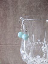 【送料無料】【ピアス】◆flower storm◆天然石ラリマーSV925ピアス ラウンド8mm（アクセサリー メンズ/レディース）