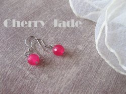 画像3: 【送料無料】【ピアス】◆flower storm◆天然石チェリージェイドSV925ピアス ラウンド8mm多面カット（アクセサリー 翡翠 ヒスイ）