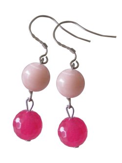 画像4: 【送料無料】【ピアス】◆flower storm◆天然石ピンクオパール＆チェリージェイドSV925ピアス ラウンド8mm（パワーストーン オパール 10月誕生石 翡翠 ヒスイ）