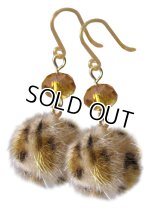 【送料無料】【ピアス】◆flower storm◆ヒョウ柄フェイクファー＆多面カットビーズ樹脂フックピアス 秋冬デザイン♪（アクセサリー アレルギー対応 エコファー）