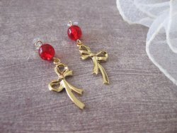 画像5: メタルリボン&チェコガラスビーズ樹脂フックピアス (アクセサリー アレルギー対応 )