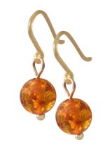 【送料無料】【ピアス】◆flower storm◆天然石 直径約8mm天然琥珀 樹脂フックピアス（こはくアンバー パワーストーン アレルギー対応 ）