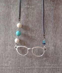 画像10: 【送料無料】【レザーネックレス】◆flower storm◆アンティークデザイン眼鏡とビーズの革ひもロングネックレス 2色（アクセサリー メンズ/レディース）