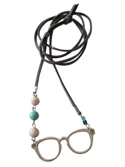 画像9: 【送料無料】【レザーネックレス】◆flower storm◆アンティークデザイン眼鏡とビーズの革ひもロングネックレス 2色（アクセサリー メンズ/レディース）