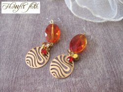 画像4: 【送料無料】【ピアス】◆flower storm◆オレンジレッド×ゴールドのリバーシブル樹脂フックピアス（アクセサリー イヤリング アレルギー対応 ）