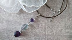 画像6: 【送料無料】【レザーネックレス】◆flower storm◆天然石レインボーフローライト本牛革ネックレス ジュエリーケース付（大玉 パワーストーン 蛍石 バイカラーフローライト ）