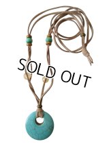 【送料無料】【レザーネックレス】◆flower storm◆直径4cm ターコイズブルーの少し大きめリングモチーフ革紐ネックレス （レザーネックレス オリエンタル エスニック ）