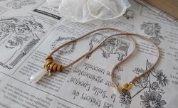 画像6: 【送料無料】【レザーネックレス】◆flower storm◆ホワイト雫パール＆ラインストーンの革紐ネックレス（アクセサリー レディース）