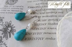 画像3: 【送料無料】【ピアス】◆flower storm◆しずく型ターコイズ＆マザーオブパール SV925ピアス （パワーストーン トルコ石 白蝶貝 夏 マリン）