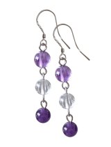 【送料無料】【ピアス】◆flower storm◆天然石アメジスト＆本水晶 SV925ピアス （パワーストーン 紫水晶 クリスタル 2月誕生石 ）