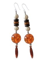 【送料無料】【ピアス】◆flower storm◆ウッド、レジンビーズなどが連なる樹脂フックピアス（アクセサリー アレルギー対応 エスニック ボヘミアン）