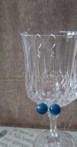 画像8: 【送料無料】【ピアス】◆flower storm◆大粒12mmブルーストライプアゲート SV925ピアス （パワーストーン メノウ 瑪瑙 ロングピアス ）