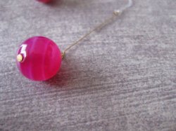 画像8: 【送料無料】【ピアス】◆flower storm◆大粒12mmピンクストライプアゲート 樹脂フックピアス  (パワーストーン メノウ 瑪瑙 ロングピアス )