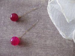 画像9: 【送料無料】【ピアス】◆flower storm◆大粒12mmピンクストライプアゲート 樹脂フックピアス  (パワーストーン メノウ 瑪瑙 ロングピアス )