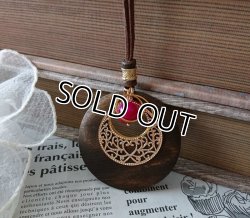 画像8: 【送料無料】【レザーネックレス】◆flower storm◆天然石ピンクストライプアゲート、ウッド＆メタルパーツ使い革紐ロングネックレス（エスニック ボヘミアン パワーストーン）