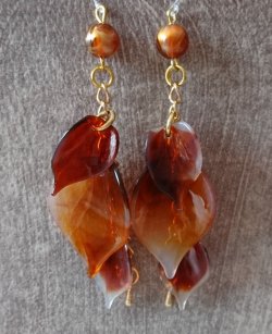 画像5: 【送料無料】【ピアス】◆flower storm◆リーフ&チェーンのオータムカラー樹脂フックピアス(アクセサリー イヤリング アレルギー対応 秋 葉っぱ 木の実 )