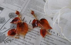 画像6: 【送料無料】【ピアス】◆flower storm◆リーフ&チェーンのオータムカラー樹脂フックピアス(アクセサリー イヤリング アレルギー対応 秋 葉っぱ 木の実 )