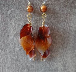 画像4: 【送料無料】【ピアス】◆flower storm◆リーフ&チェーンのオータムカラー樹脂フックピアス(アクセサリー イヤリング アレルギー対応 秋 葉っぱ 木の実 )