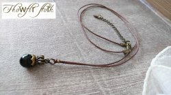 画像4: 【送料無料】【コットン紐ネックレス】◆flower storm◆王冠をつけた大粒10mmブラックオニキスネックレス(天然石 パワーストーン メンズ レディース)