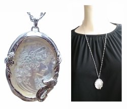 画像5: 【送料無料】【白蝶貝&黒蝶貝】マザーオブパール カメオ ペンダントネックレス ケース付(アクセサリー ロングチェーン Mother of Pearl パワーストーン)