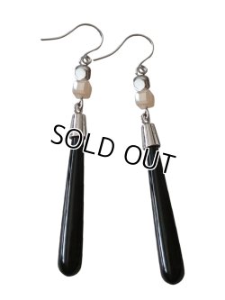 画像4: 【送料無料】【チタンフックピアス】◆flower storm◆ブラックオニキス ロングティアドロップピアス （天然石 パワーストーン  ブラックカルセドニー アレルギーフリー ）