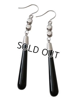 画像7: 【送料無料】【チタンフックピアス】◆flower storm◆ブラックオニキス ロングティアドロップピアス （天然石 パワーストーン  ブラックカルセドニー アレルギーフリー ）