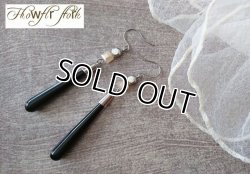 画像5: 【送料無料】【チタンフックピアス】◆flower storm◆ブラックオニキス ロングティアドロップピアス （天然石 パワーストーン  ブラックカルセドニー アレルギーフリー ）