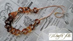 画像2: 【送料無料】【ワックスコードネックレス】◆flower storm◆琥珀調アクリルチェーンのロングネックレス Brown×Beige（アクセサリー レディース）