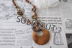 画像3: 【送料無料】【レザーネックレス】◆flower storm◆落ち着いてナチュラルな質感が魅力♪ ウッド＆ビーズ革紐ロングネックレス（アクセサリーレディース）