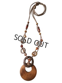 画像9: 【送料無料】【レザーネックレス】◆flower storm◆落ち着いてナチュラルな質感が魅力♪ ウッド＆ビーズ革紐ロングネックレス（アクセサリーレディース）