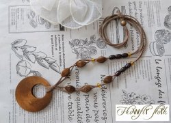 画像5: 【送料無料】【レザーネックレス】◆flower storm◆ウッドのぬくもり＆ナチュラルな質感が魅力♪ 革紐ロングネックレス （アクセサリーレディース）