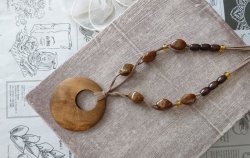 画像6: 【送料無料】【レザーネックレス】◆flower storm◆ウッドのぬくもり＆ナチュラルな質感が魅力♪ 革紐ロングネックレス （アクセサリーレディース）
