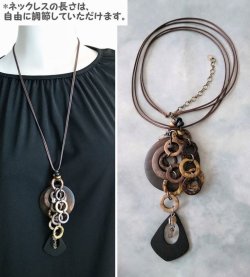 画像6: 【送料無料】【ワックスコードネックレス】◆flower storm◆数種のウッドパーツを連ねた雰囲気あるセミロングネックレス(アクセサリー ココナッツ)