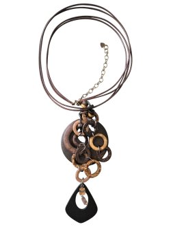 画像7: 【送料無料】【ワックスコードネックレス】◆flower storm◆数種のウッドパーツを連ねた雰囲気あるセミロングネックレス(アクセサリー ココナッツ)