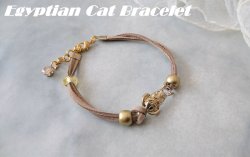 画像3: 【送料無料】【レザーブレスレット】◆flower storm◆上品な後ろ姿の猫 アンティーク調 革紐ブレスレット(アクセサリー エジプトキャット メンズ/レディース)