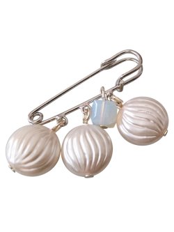 画像6: 【送料無料】【ブローチ/ストールピン】◆flower storm◆ふっくら可愛い変形パール ＆ガラスストーン 37mm （日本製 アクセサリー キルトピン カブトピン ）