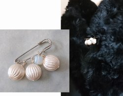 画像9: 【送料無料】【ブローチ/ストールピン】◆flower storm◆ふっくら可愛い変形パール ＆ガラスストーン 37mm （日本製 アクセサリー キルトピン カブトピン ）