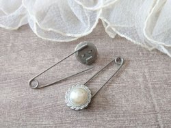 画像10: 【送料無料】【ストールピン/ブローチ】◆flower storm◆アンティークデザイン パール＆レース風縁取り55mm  （日本製 アクセサリー キルトピン カブトピン ）