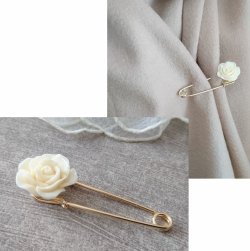 画像6: 【送料無料】【ストールピン/ブローチ】◆flower storm◆白い薔薇モチーフがエレガント 60mm (日本製 アクセサリー キルトピン カブトピン )