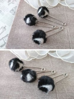 画像6: 【送料無料】【ストールピン/ブローチ】◆flower storm◆モノトーン フェイクファーボール 65mm (日本製 アクセサリー キルトピン カブトピン )