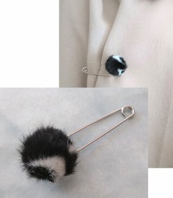 画像5: 【送料無料】【ストールピン/ブローチ】◆flower storm◆モノトーン フェイクファーボール 65mm (日本製 アクセサリー キルトピン カブトピン )
