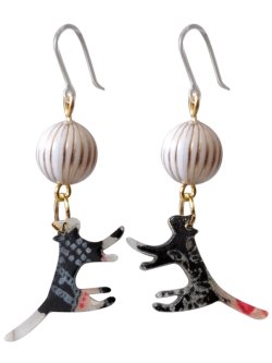 画像6: 【送料無料】【ピアス】◆flower storm◆猫と手まりの樹脂フックピアス（べっ甲柄 和柄 アレルギー対応）