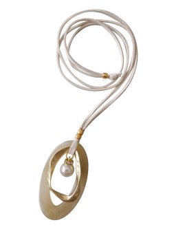 画像4: 【送料無料】【レザーネックレス】◆flower storm◆表情のある異素材上質パーツ使い 大人シックな革紐ロングネックレス 2色(マーブル柄 大理石柄 大粒パール )